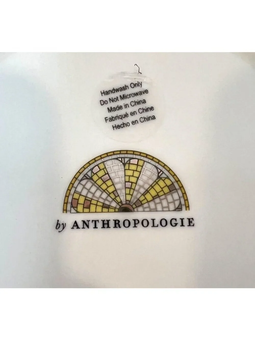 Anthroplogie Bistro Tile Stoneware 24k Gold Accent Italia Dessert Plate Lemon